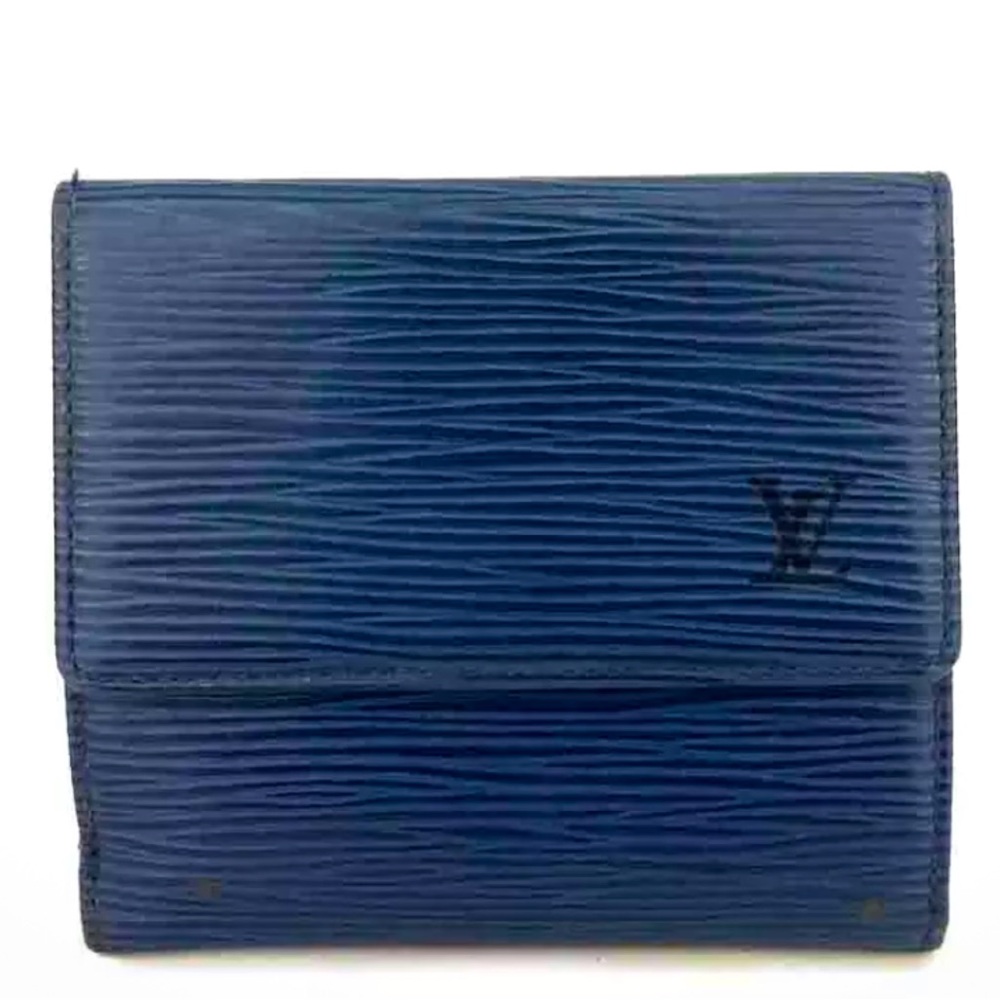 Louis Vuitton Epi Porte Feiulle Elise Leather Trifold Wallet Blue